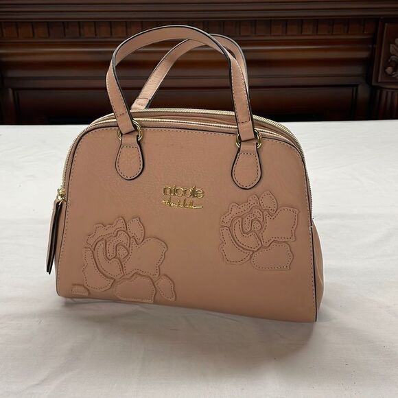 Nicole Miller Handbag Tote Embossed Floral Pattern - Picture 3 of 12
